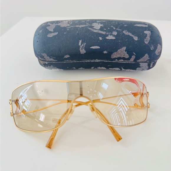 RARE 💫 VINTAGE Chanel Authentic Gold CC crystal rimless sunglasses - Picture 10 of 10